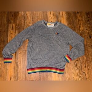 Aviator Nation Gray Sweatshirt with Rainbow Trim